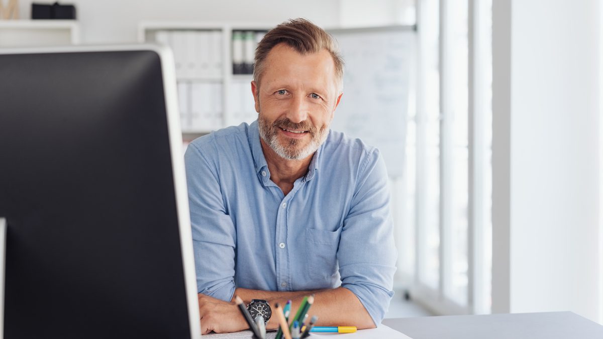 attentive serious businessman