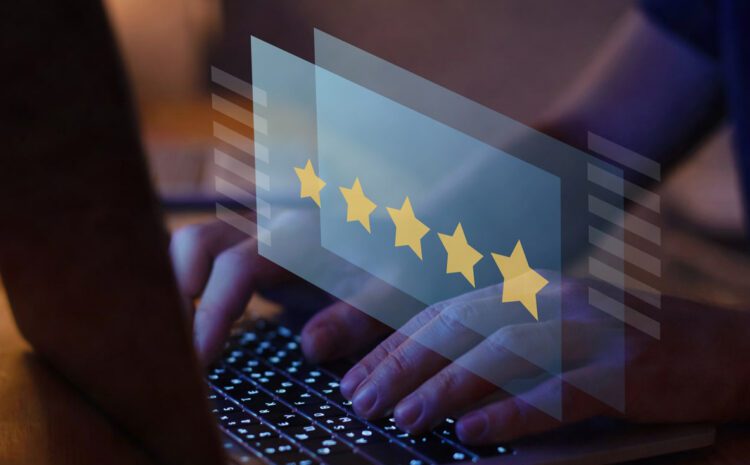writing review on internet with 5 star rating