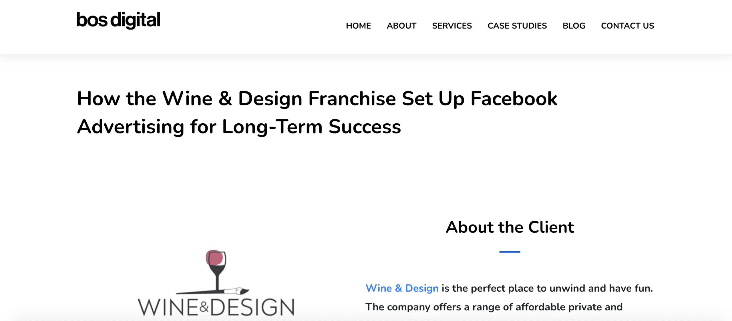 Case Study Wine and Design BOS Digital Facebook Ads